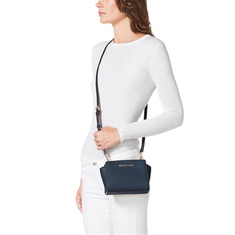 Selma leather crossbody bag Michael Kors Blue in Leather